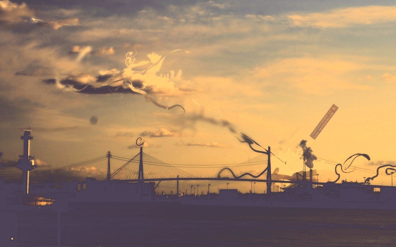 Абстракиця над мостом обои