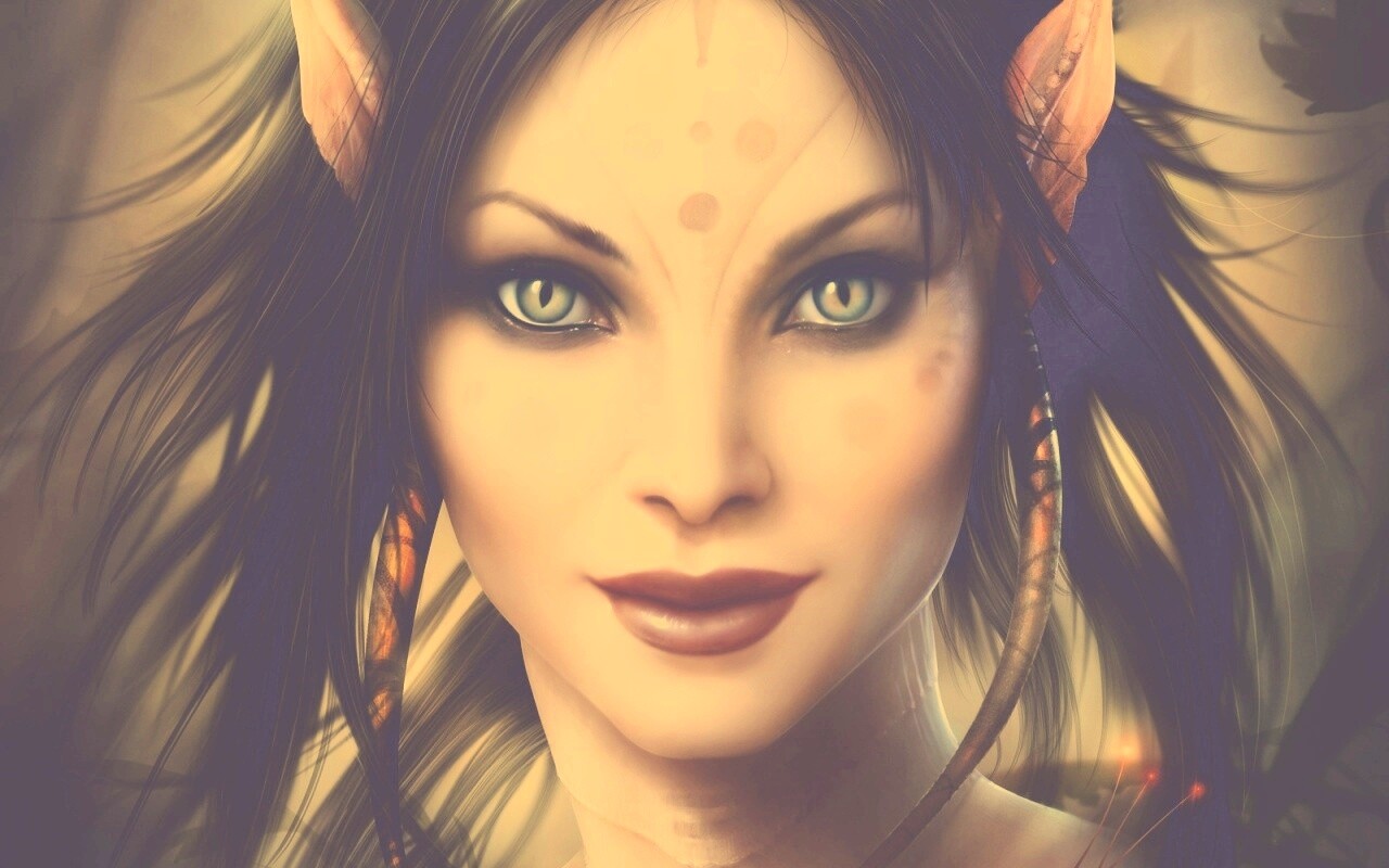 Эльфийка с кошачьими глазами обои