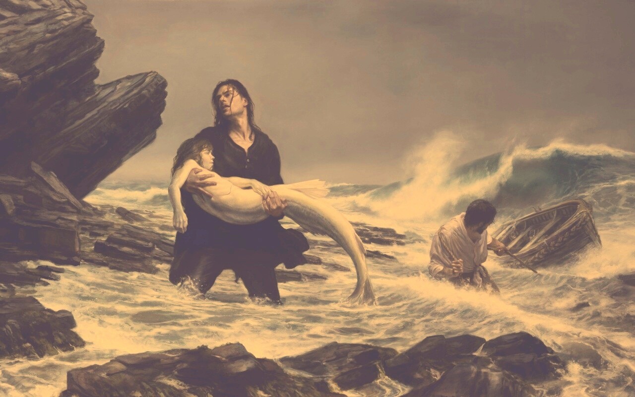 Рыбаки спасают русалку обои