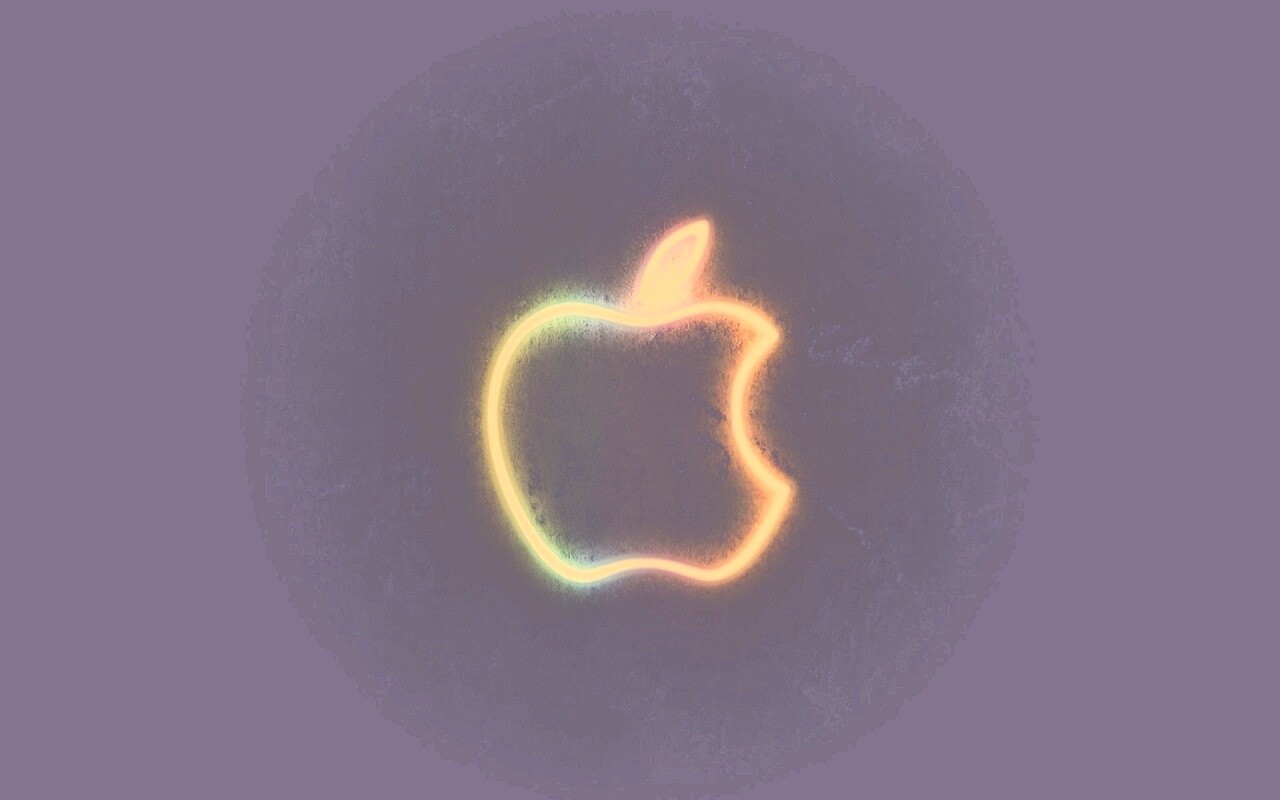 Неоновое лого Эпл обои