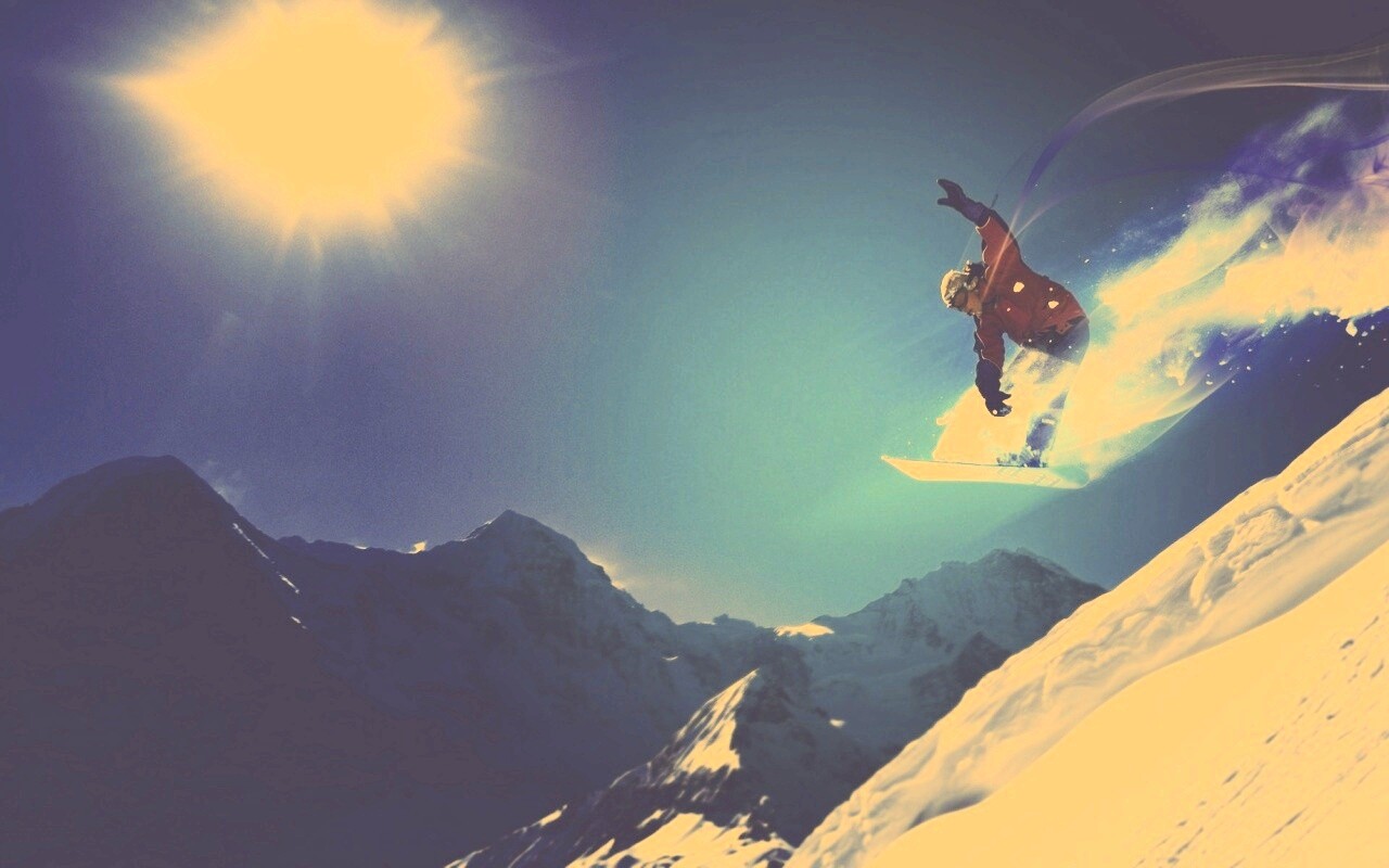 Сноубордист в прыжке обои