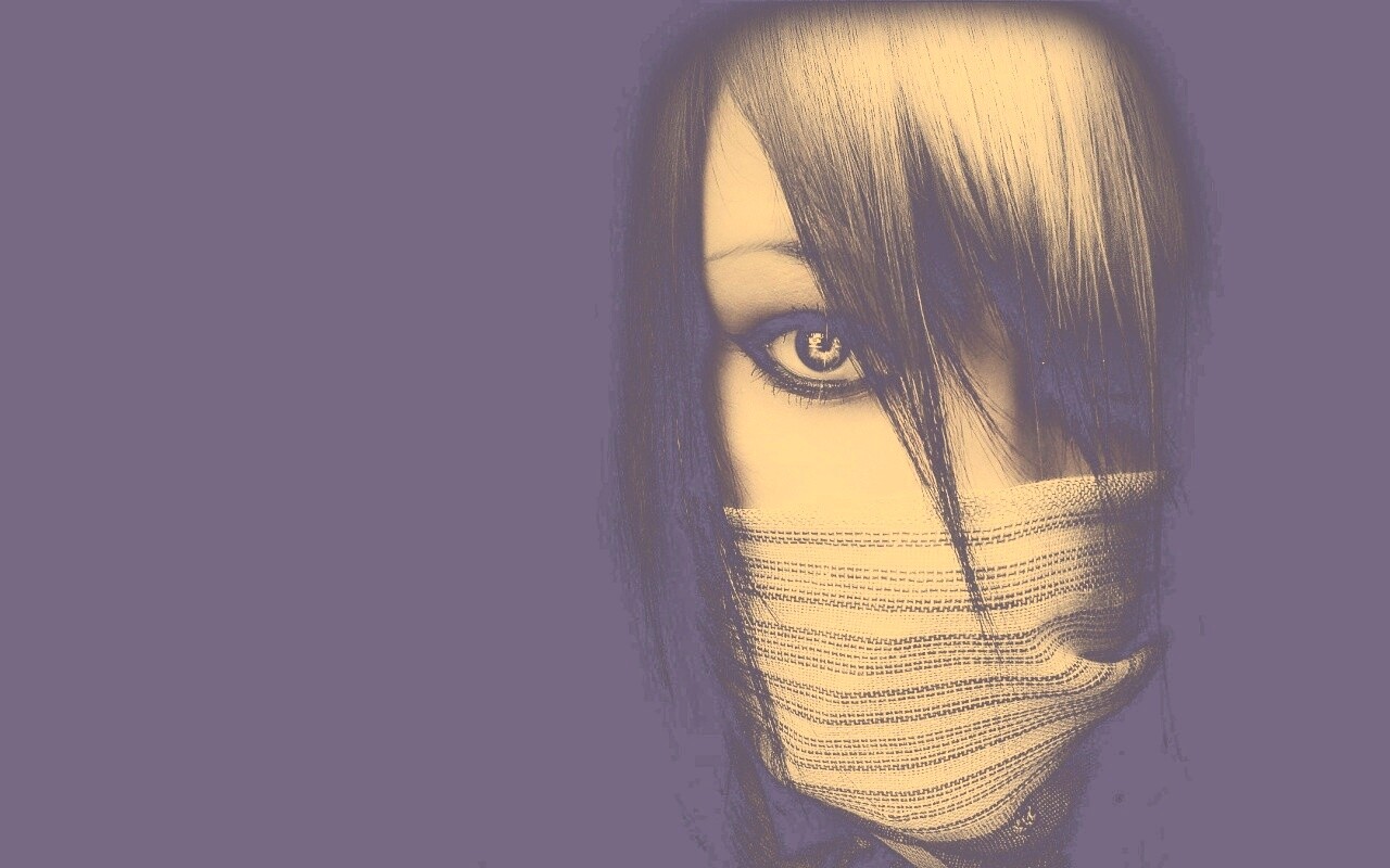 Девушка с закрытым ртом обои