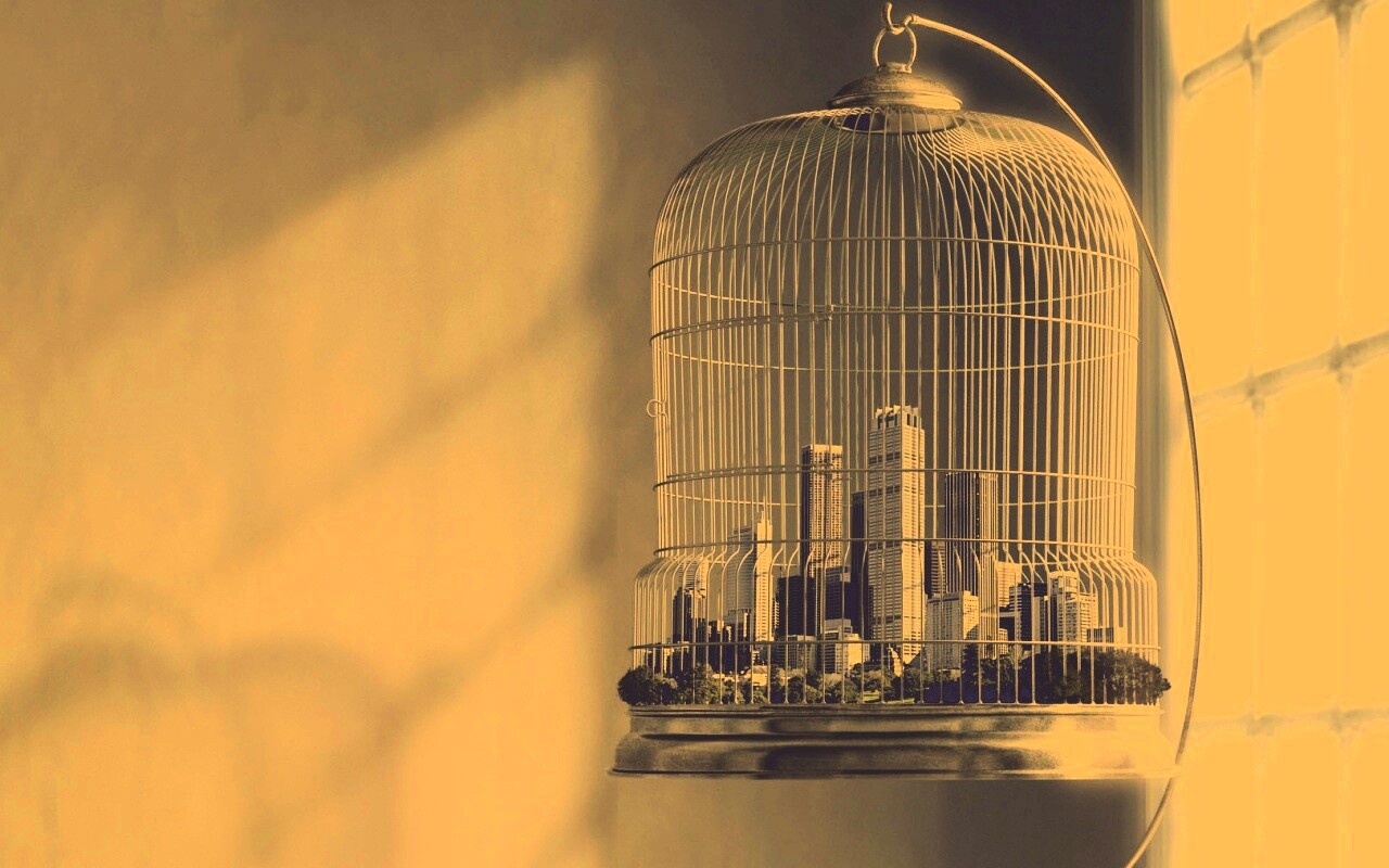 Город в клетке обои