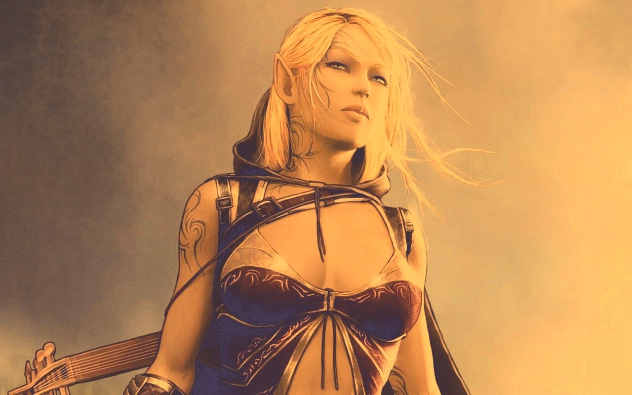 Эльфийка с мечем обои