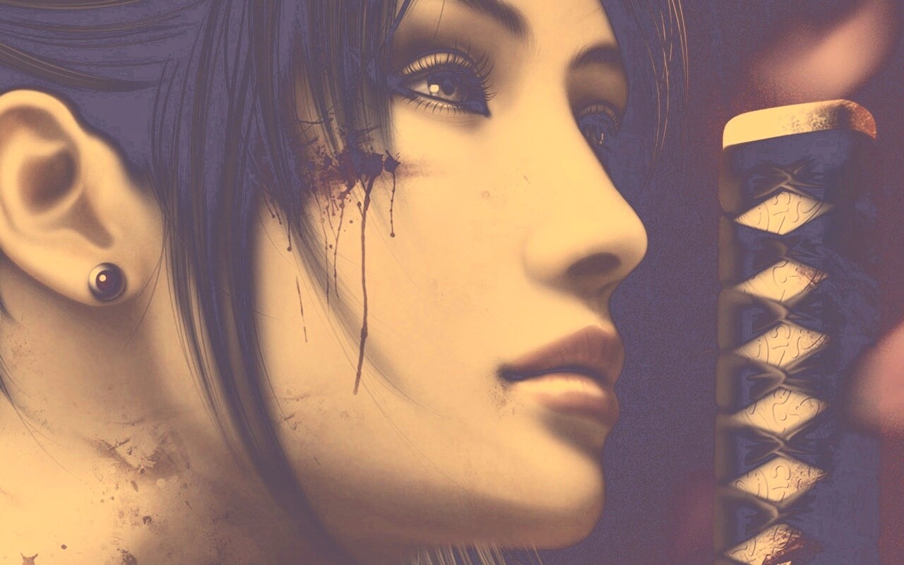 Японка с катаной обои