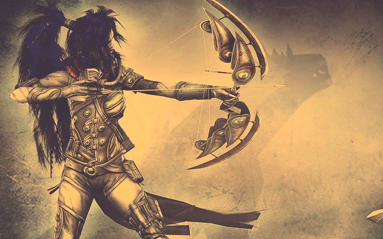 Лучница с боевым псмо обои