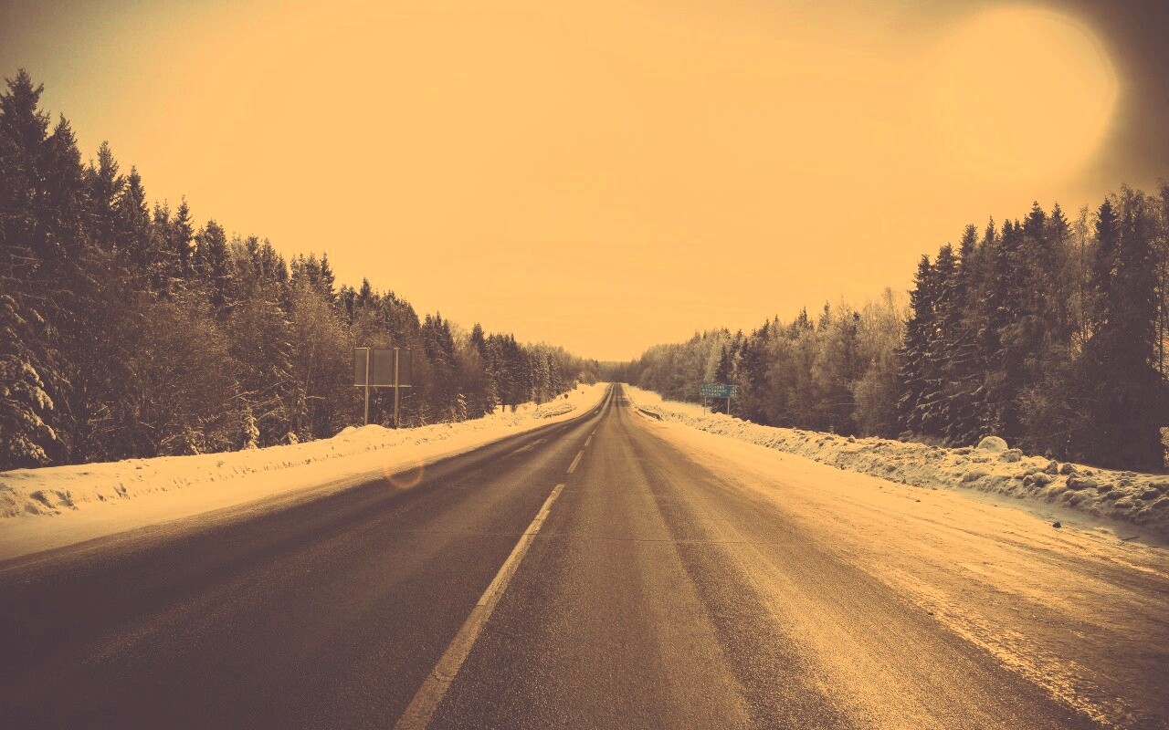 Дальняя дорога зимой обои