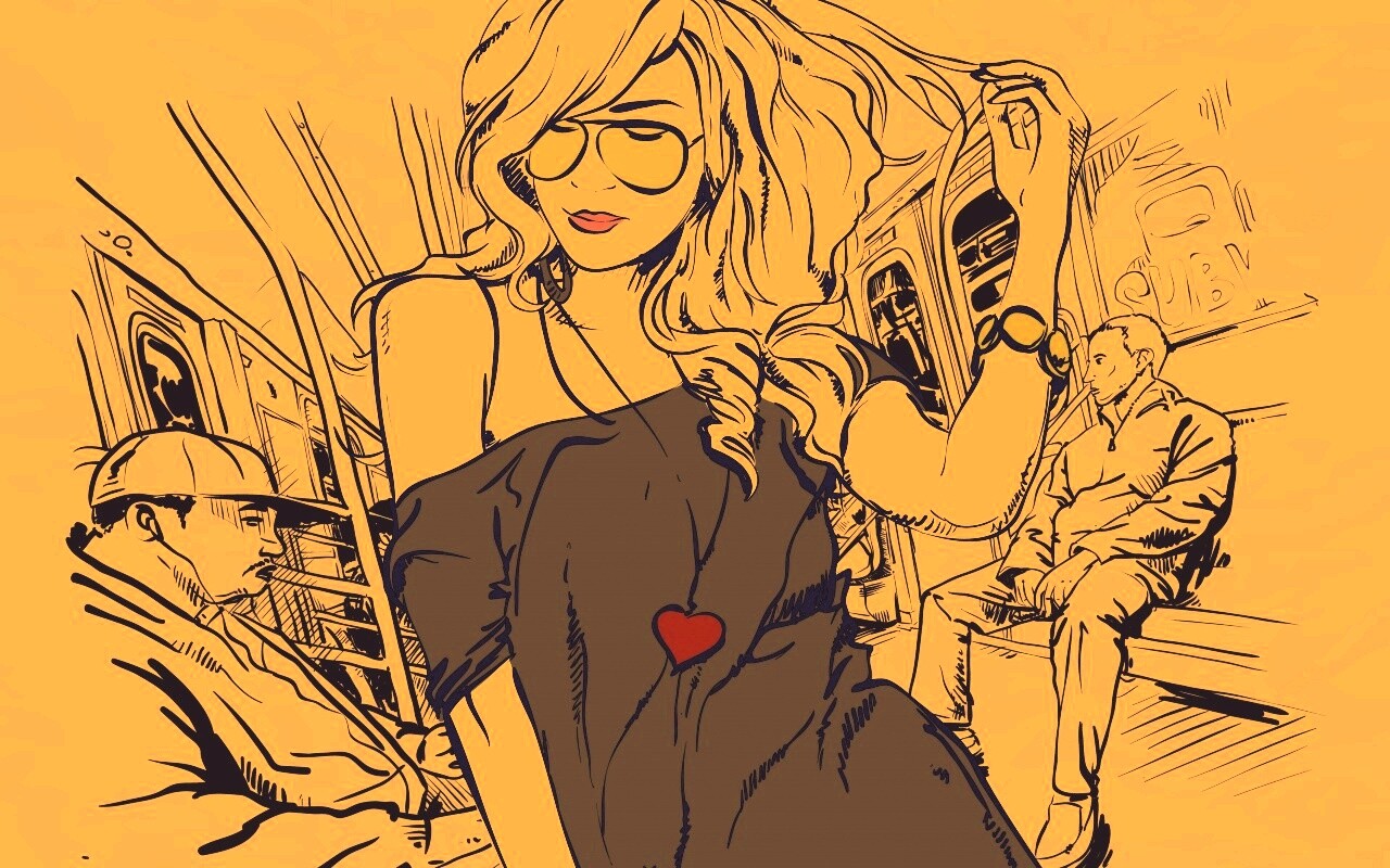 Стильная девушка в метро обои