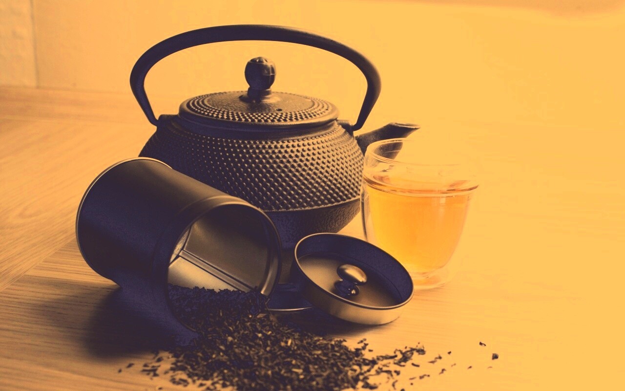 Черный чайный набор обои