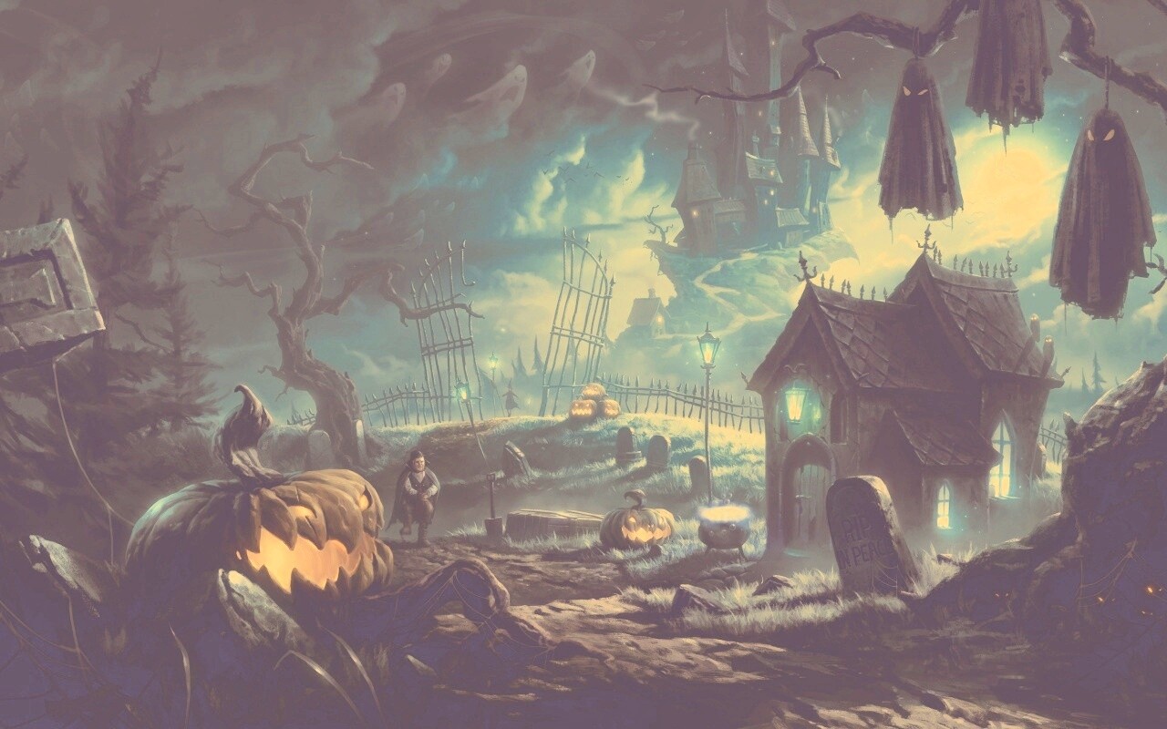 Кладбище на Хэллоувин обои