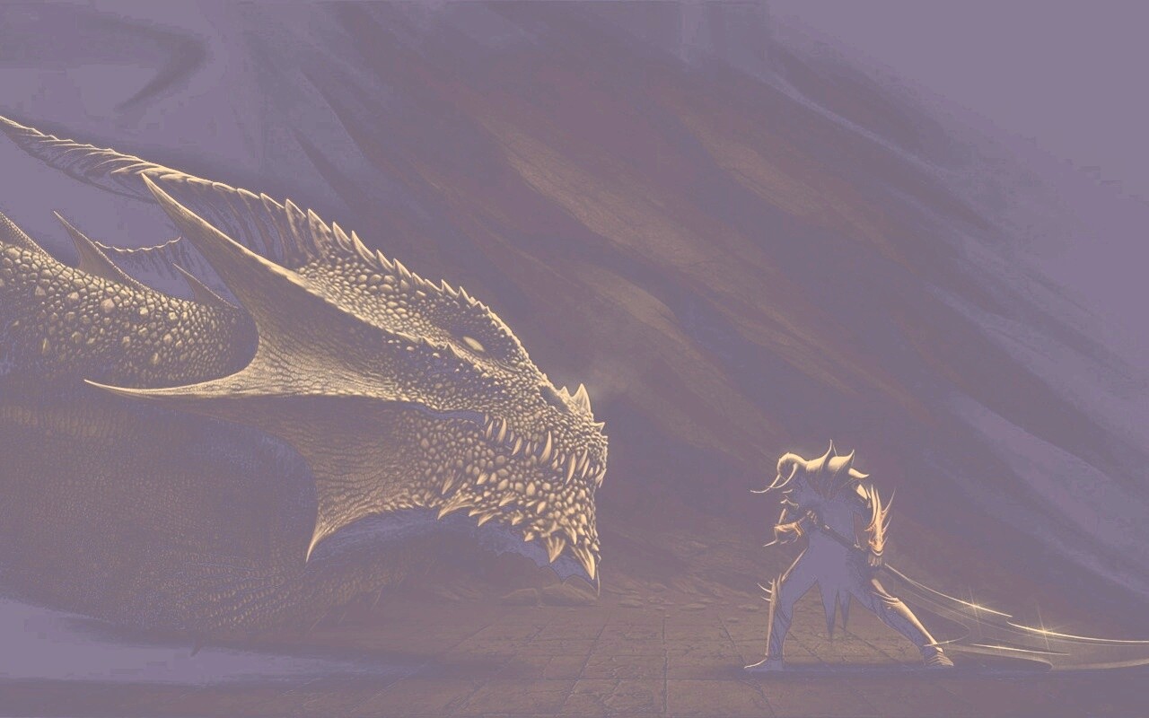 Дракон и воин обои