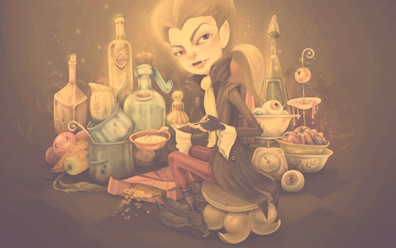 Вампир на кухне обои