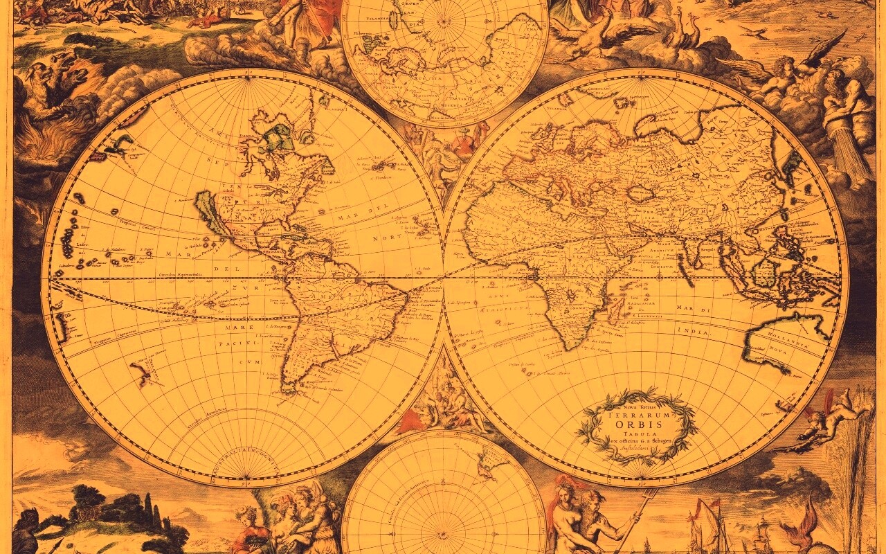 Старинная карта мира обои
