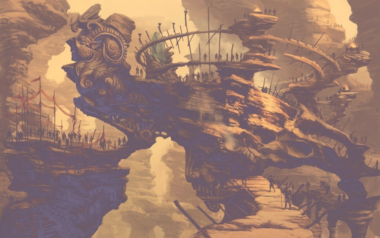 Древний корабль в скалах обои