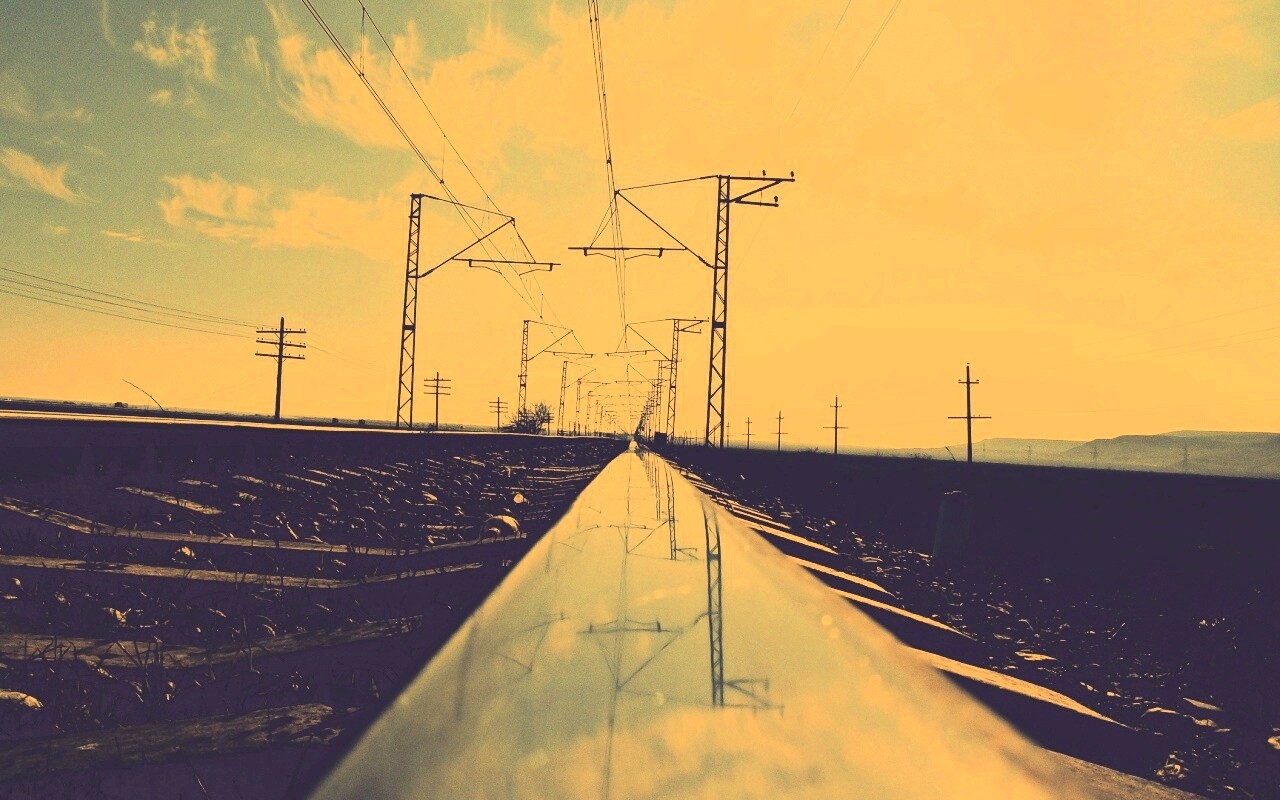 Отражение в рельсе обои