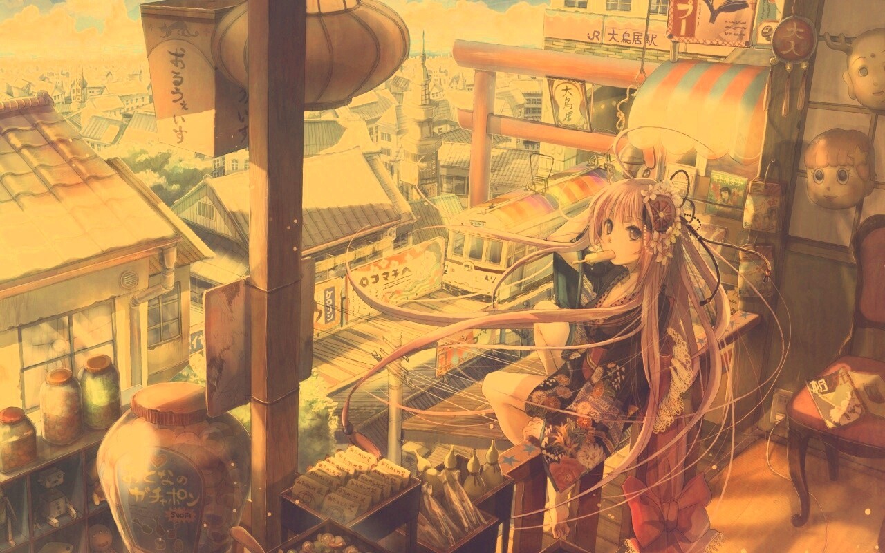 Девочка ест мороженное обои