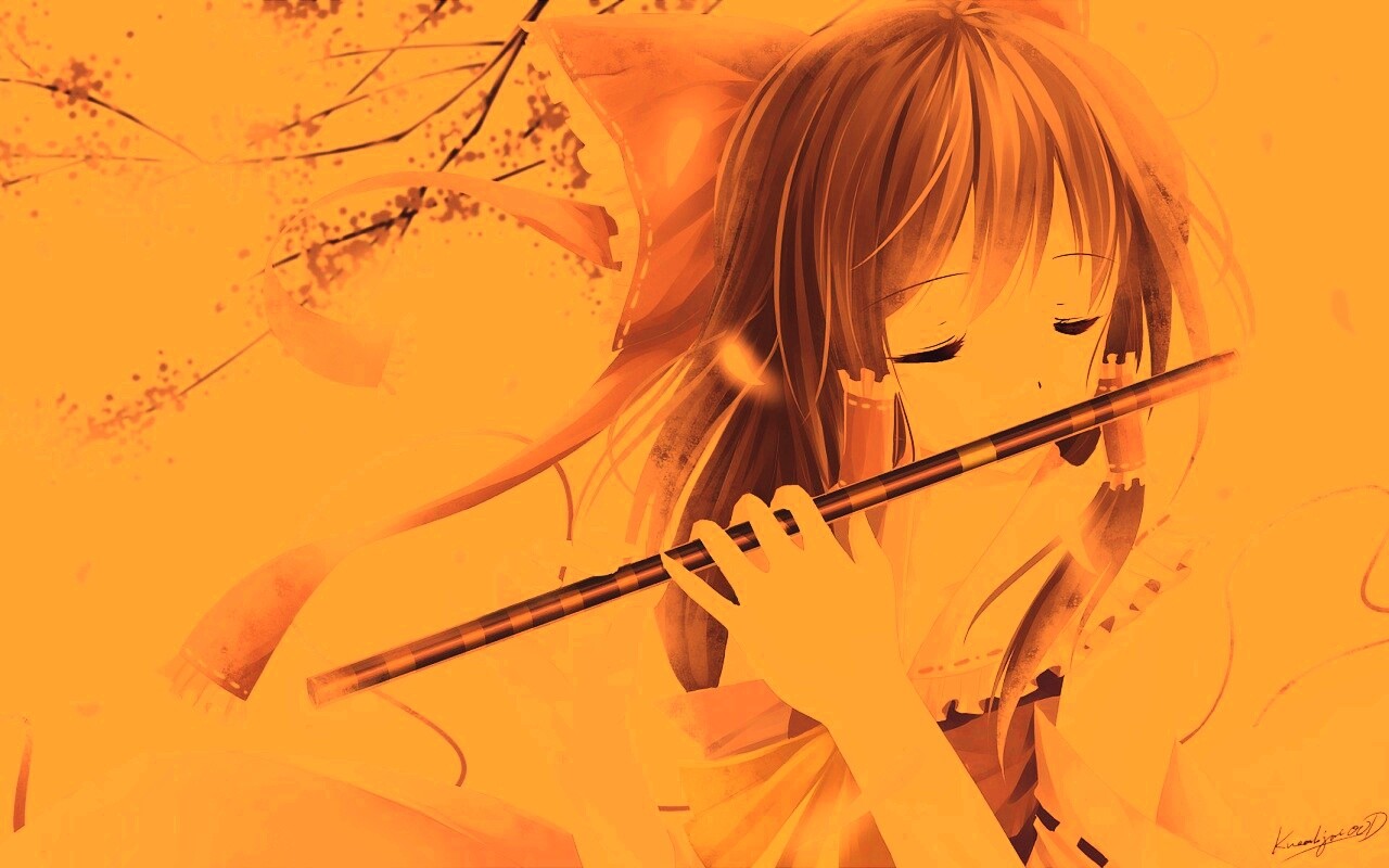 Девочка играет на флейте обои