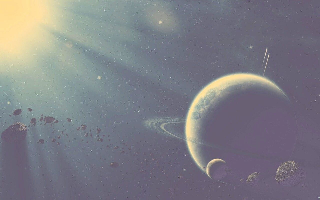 Пояс астероидов вблизи планеты обои