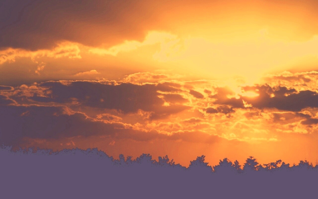 Ярко-оранжевое закатное небо обои