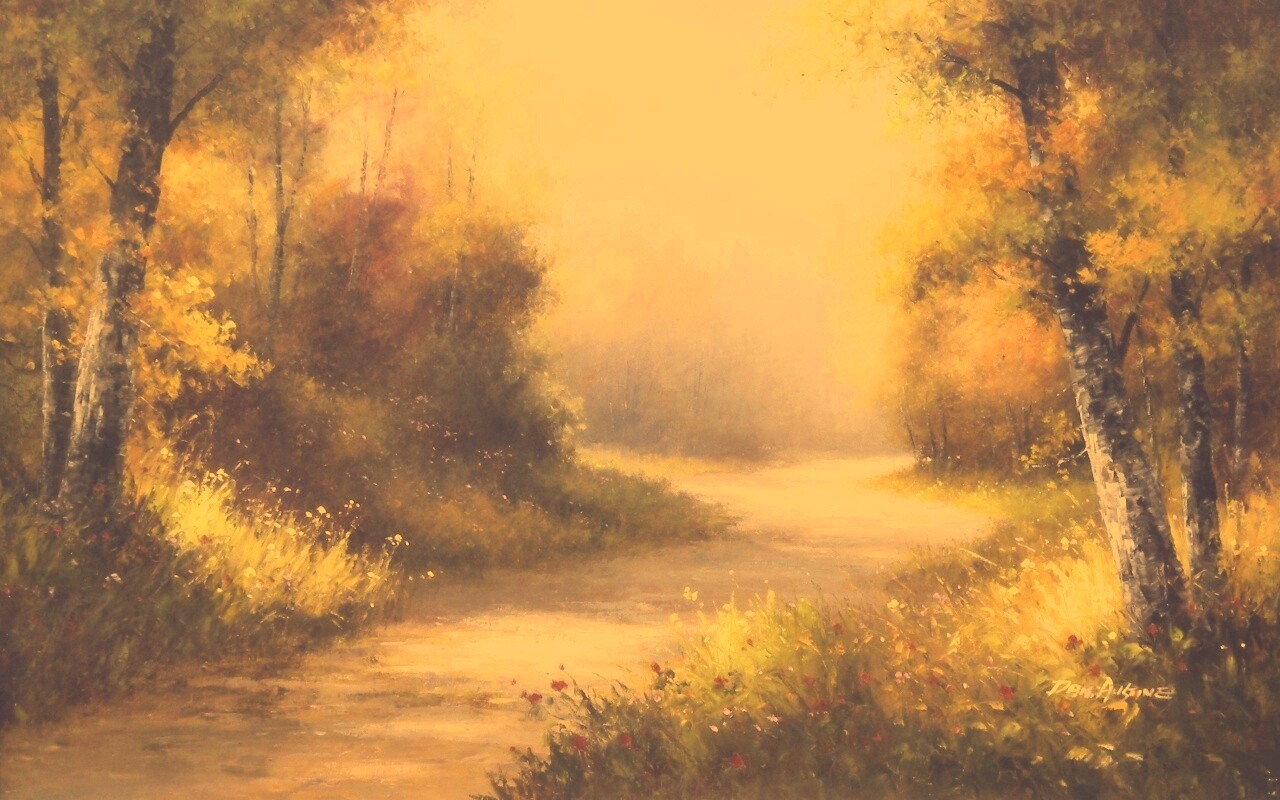 Рисунок лесной дороги обои