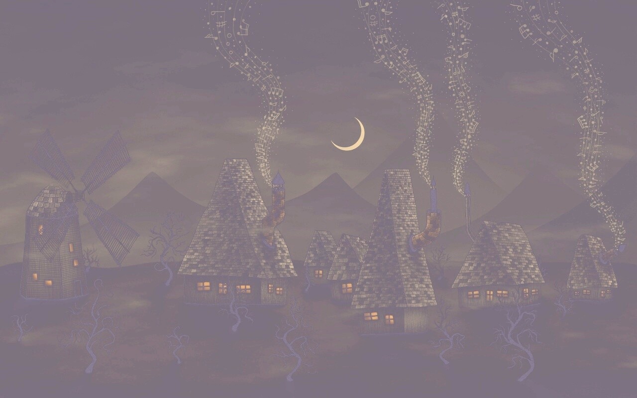 Ночная деревенька обои