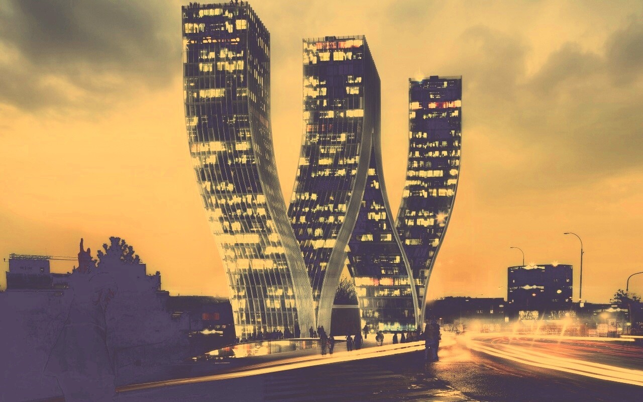 Здание в форме буквы W обои