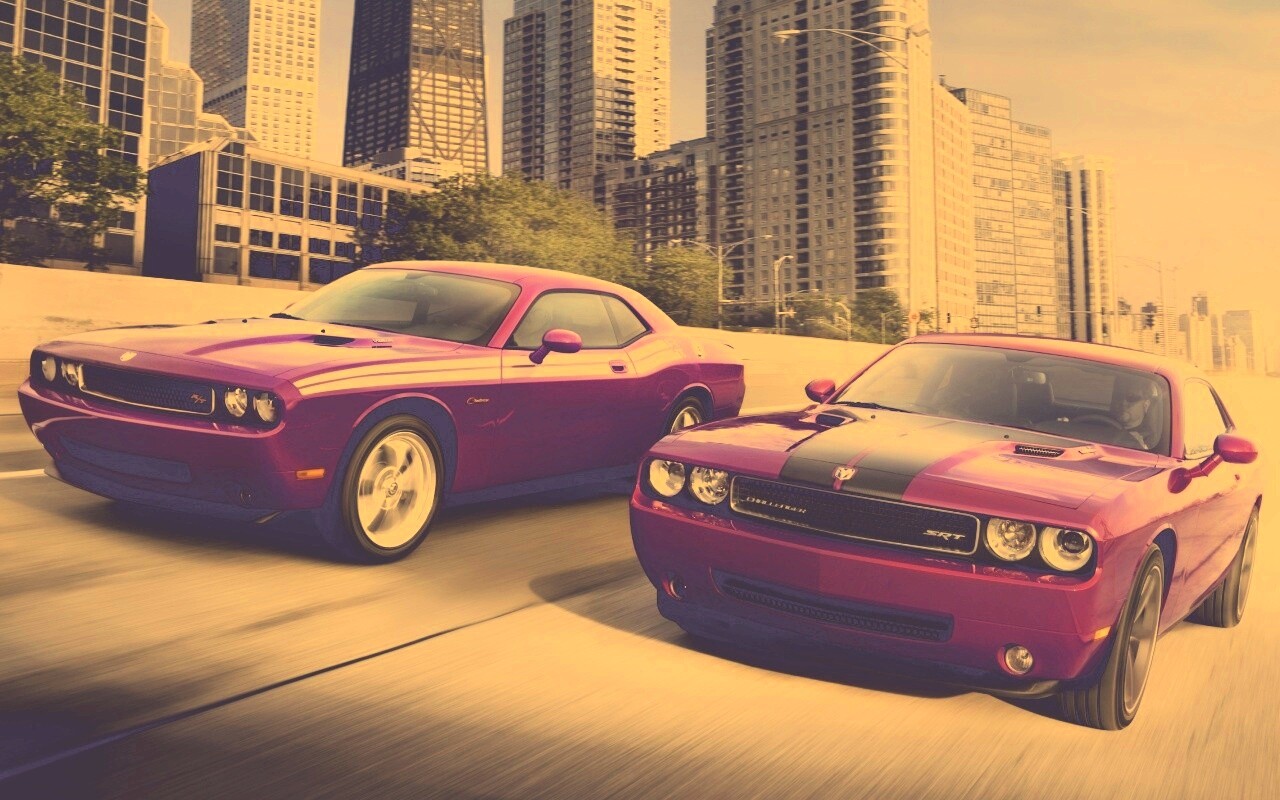 Два розовых мускулкара обои