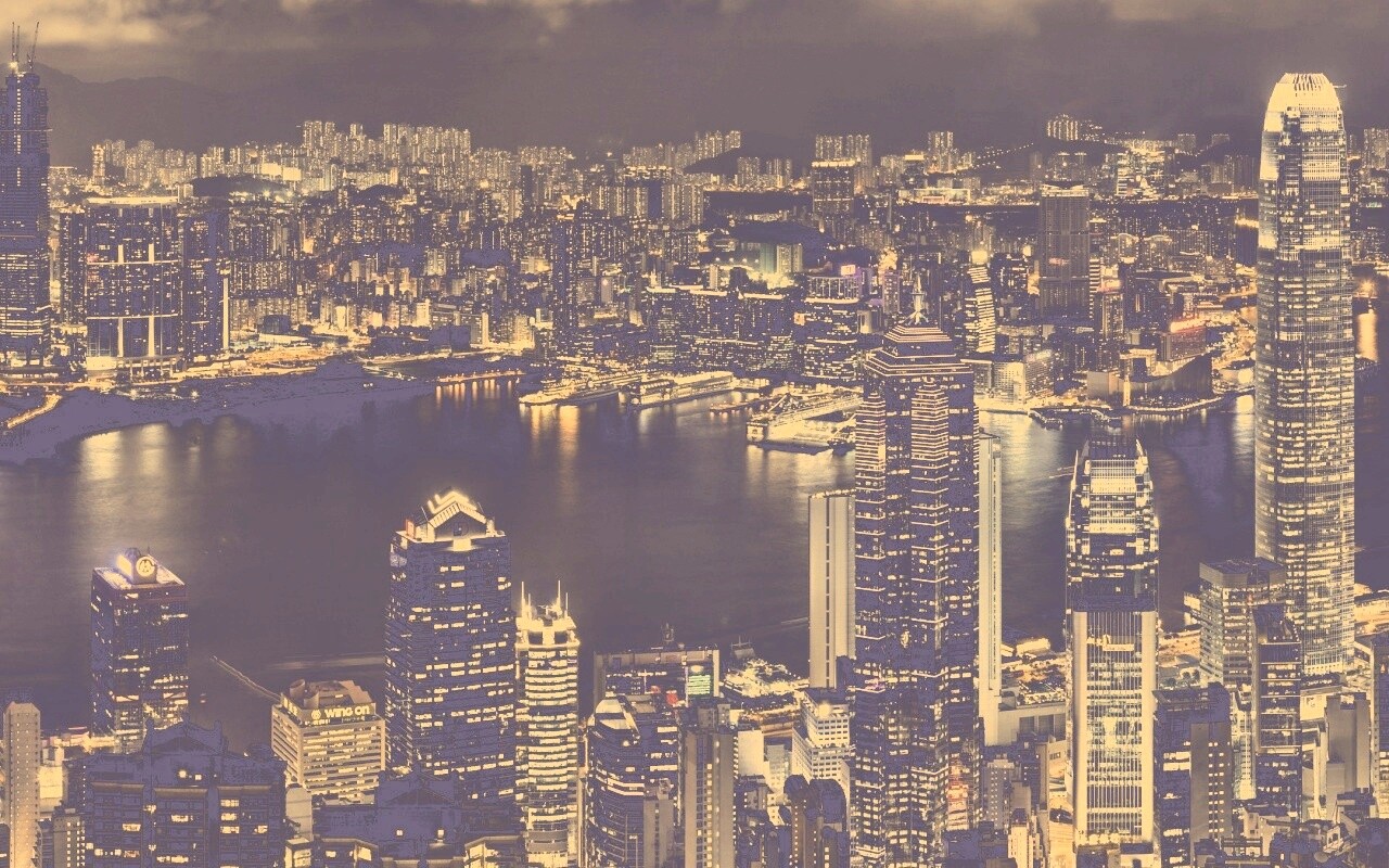 Небоскребы ночью обои