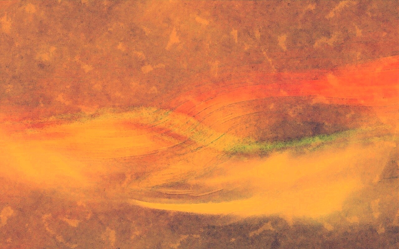 Радужные волны на нежно-фиолетовом фоне обои