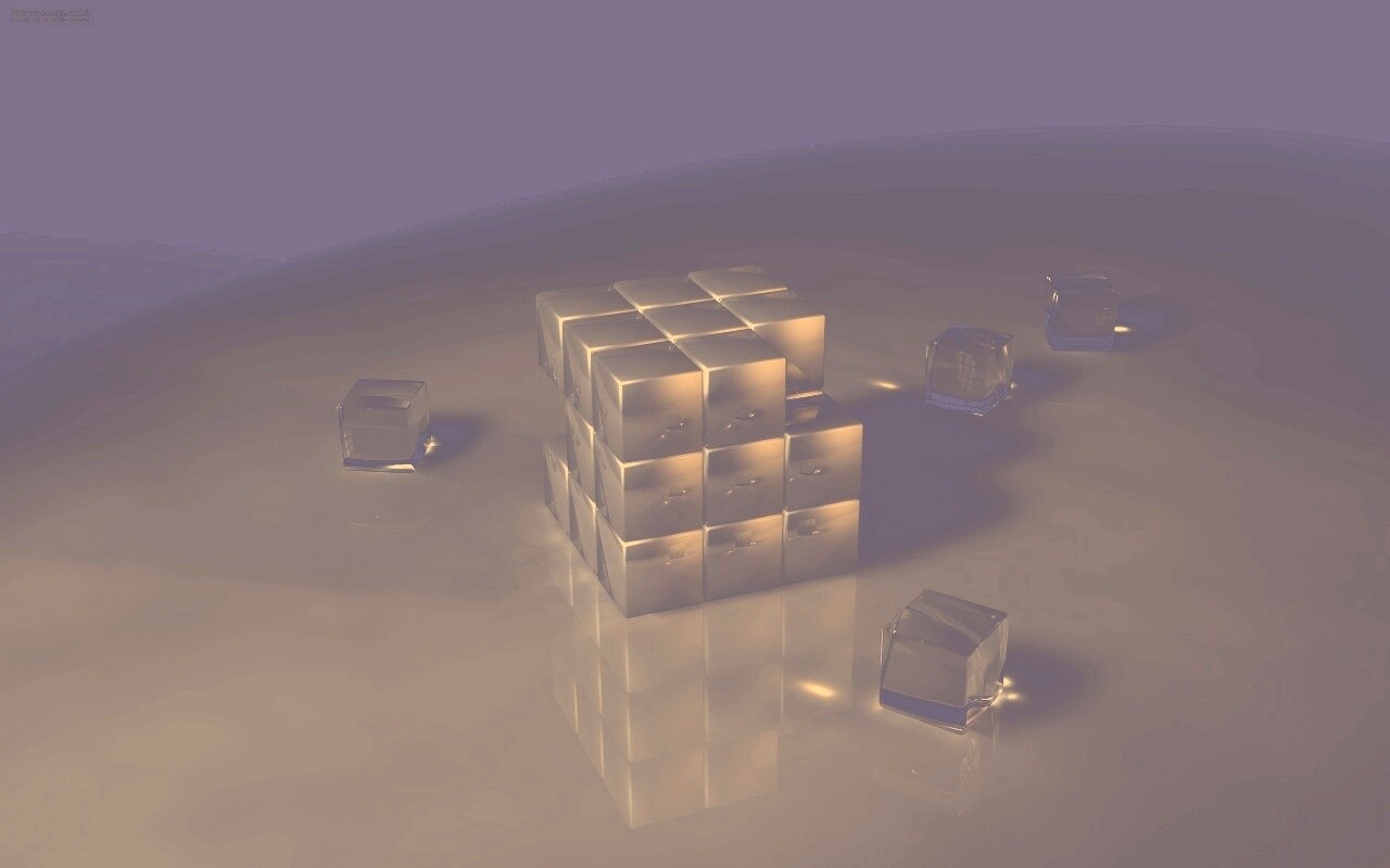 Кубик рубика из стекла обои