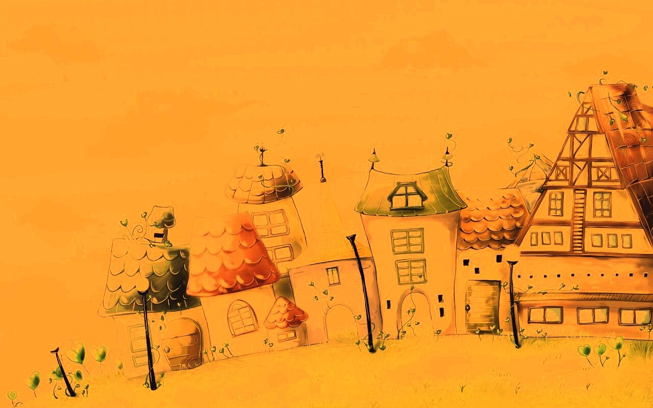 Мультяшный городок обои