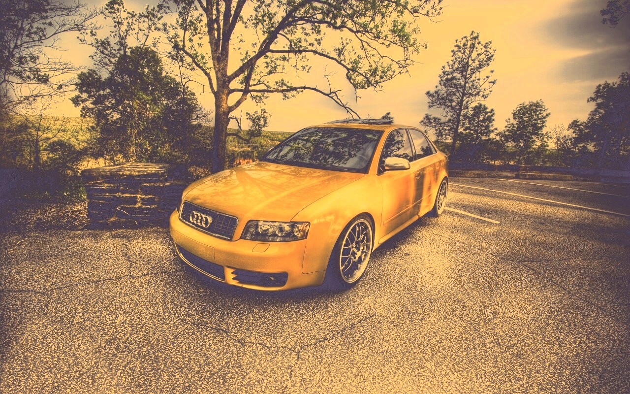 Желтый Ауди на дороге обои