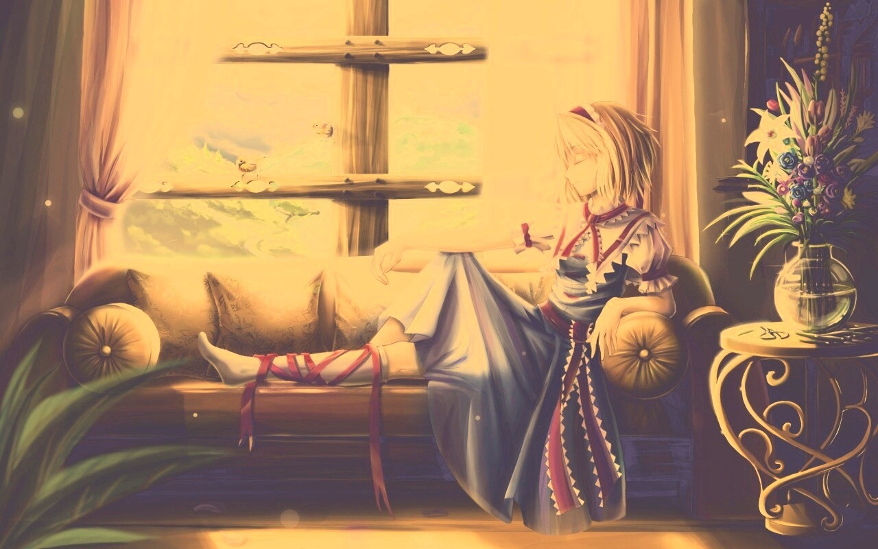 Девушка у окна обои