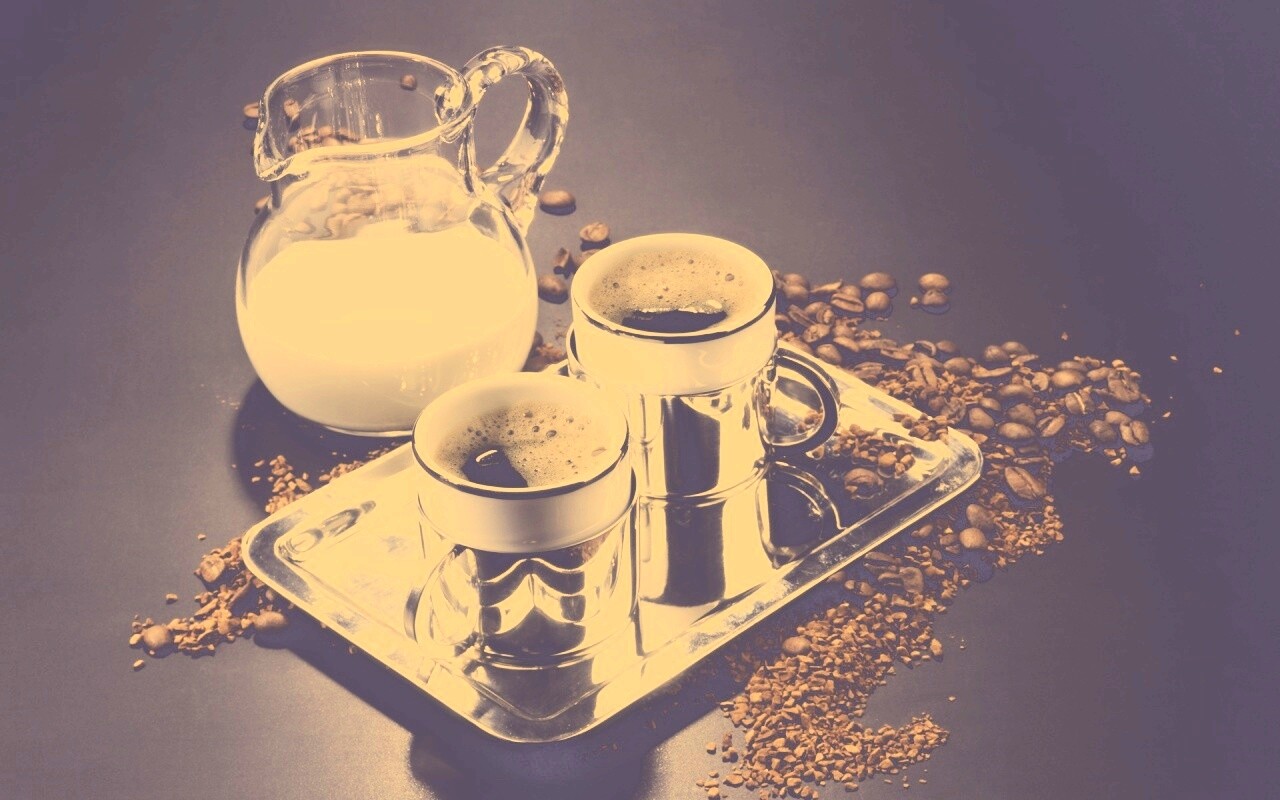 Поднос с кофе обои