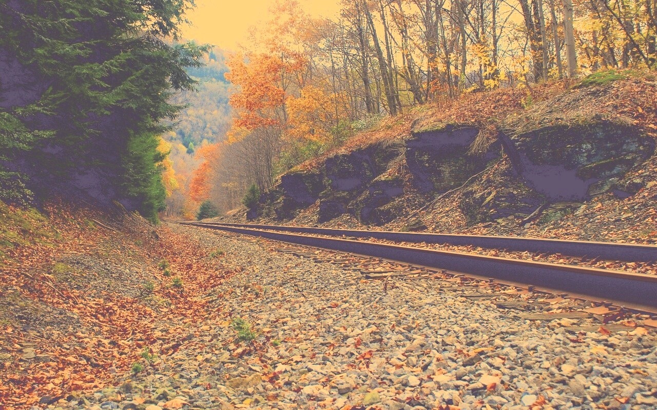 Железная дорога в скалистой местности обои