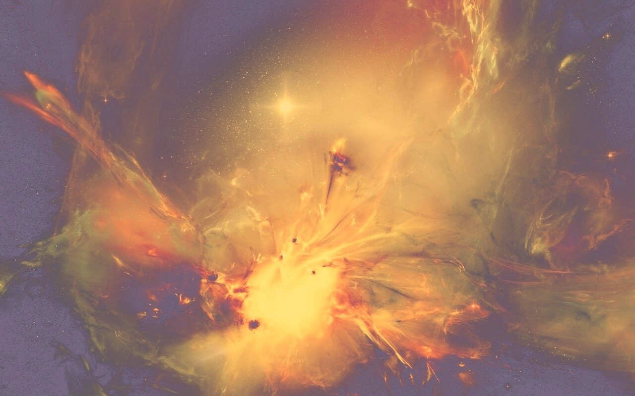 Туманность в красно-жёлтых тонах обои