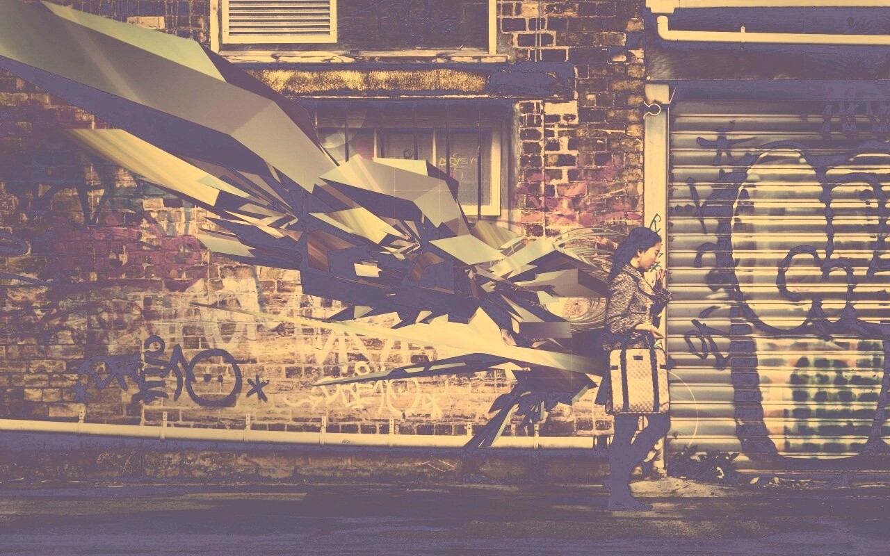 3D граффити на стене обои