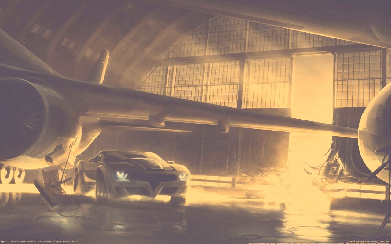 Машины въезжают в ангар обои