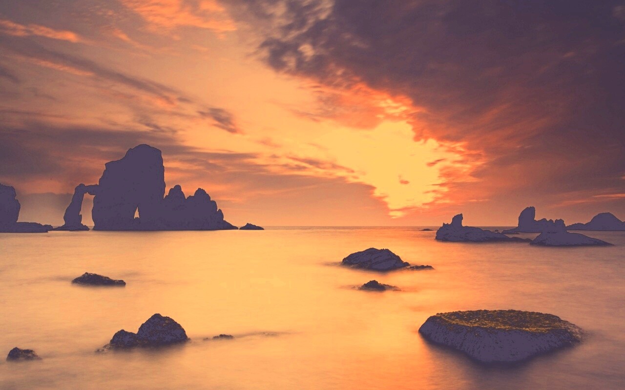 Закат на море обои