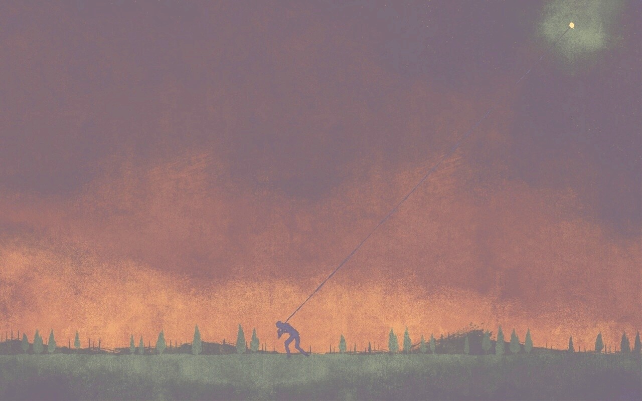 Человек тянущий звезду обои