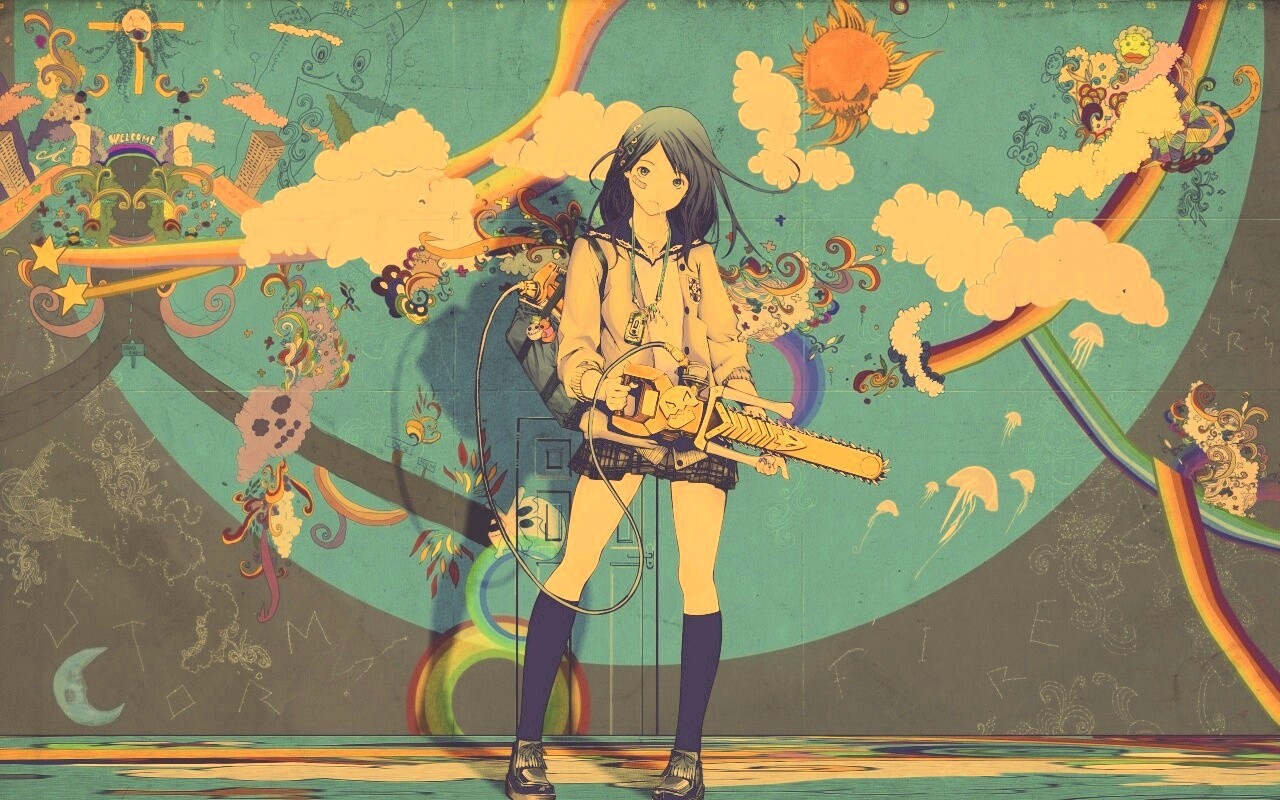 Девушка с бензопилой обои