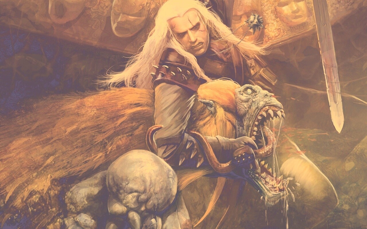 Ведьмак и монстр обои