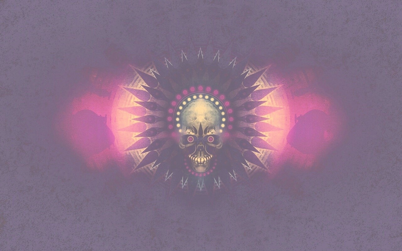 Неоновый череп обои