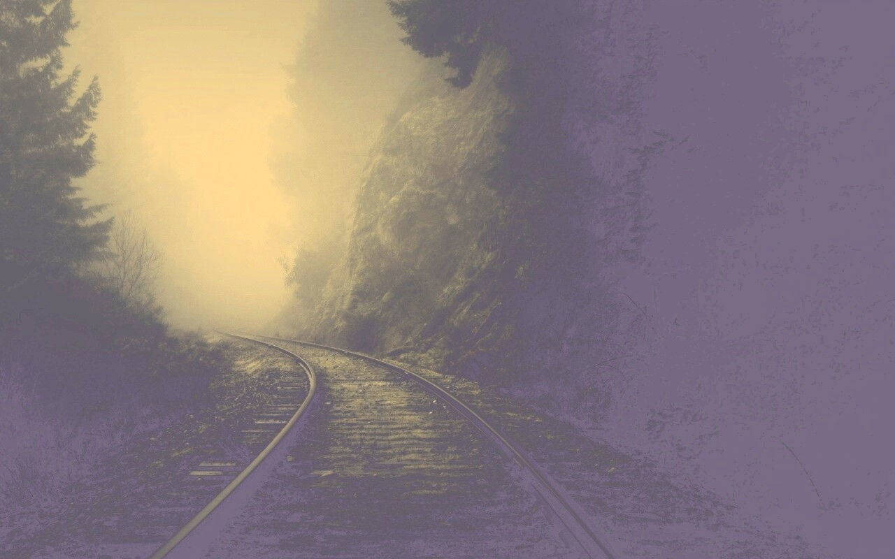 Рельсы уходя в туман обои