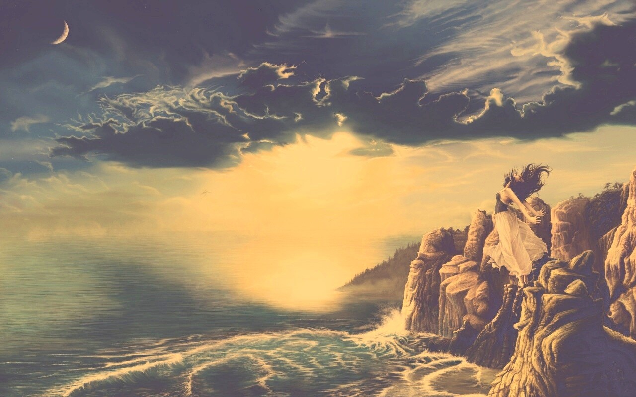 Прыжок с обрыва обои