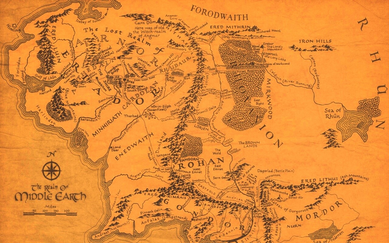 Карта Средиземья обои
