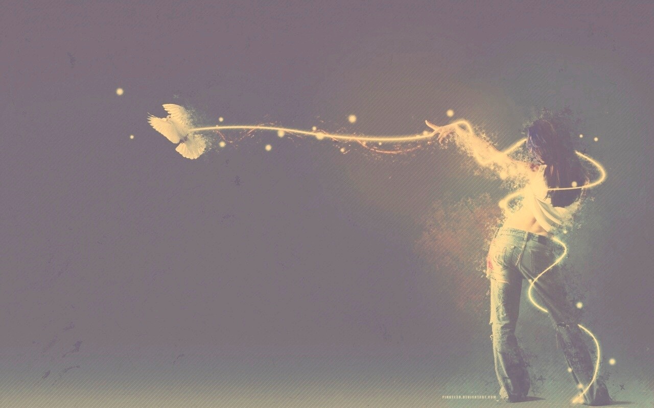 Девушка с бабочкой обои