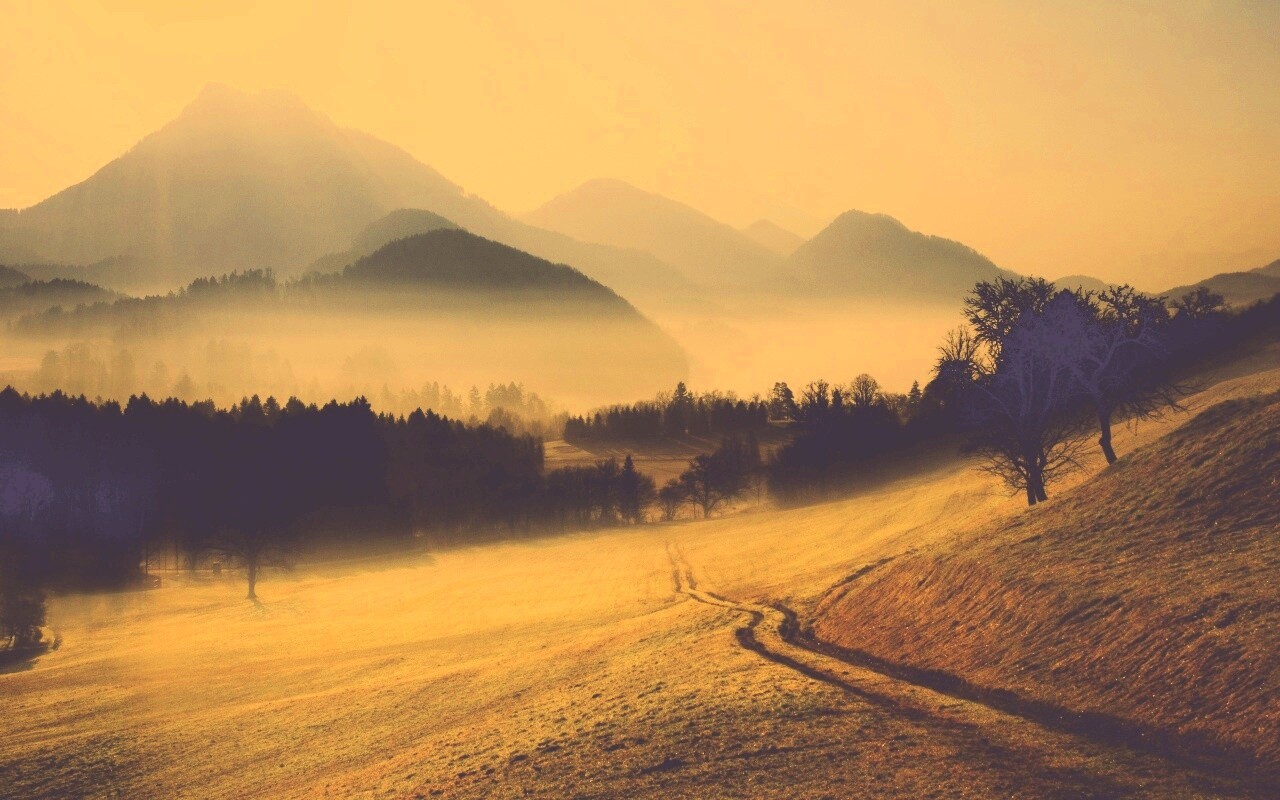 Дорога в туманную долину обои