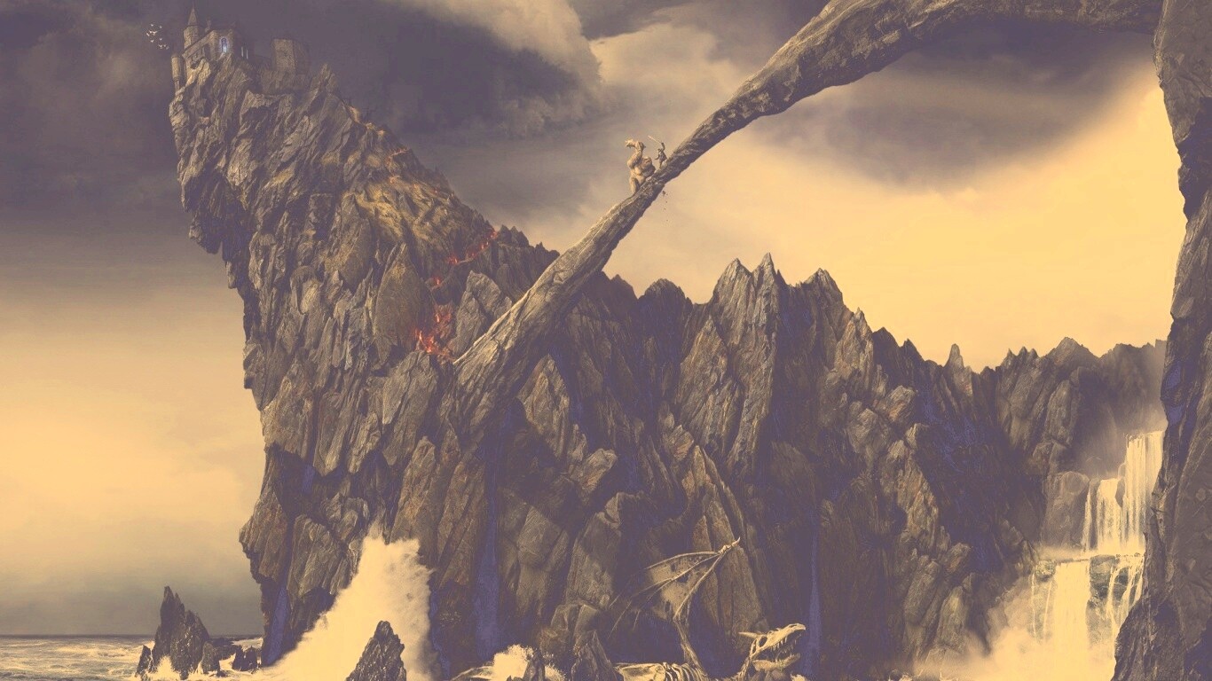 Бой на скале обои