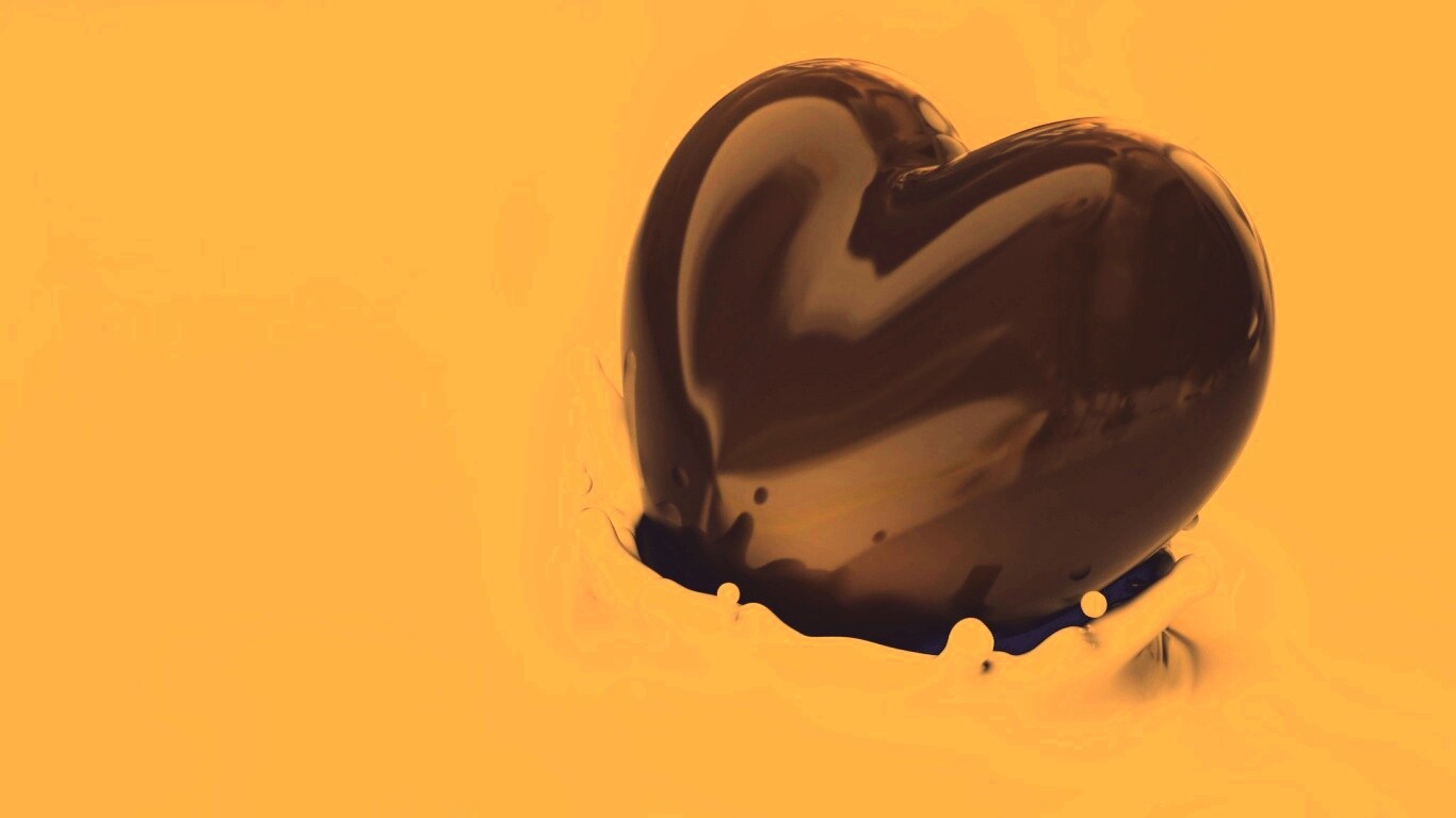 Шоколадное сердце в молоке обои